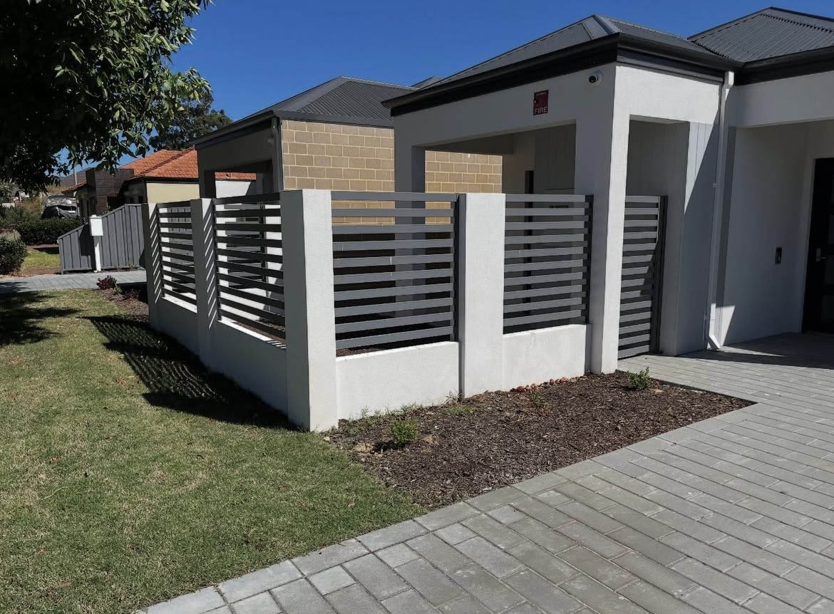 Modern slat fencing installed by expert fencing contractors Perth, Aluminium slat fencing installed by Perth fencing experts,